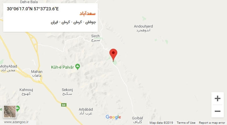 روستای سعدآباد بر روی نقشه
