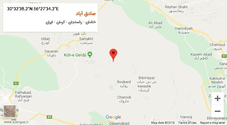 روستای صادق آباد بر روی نقشه