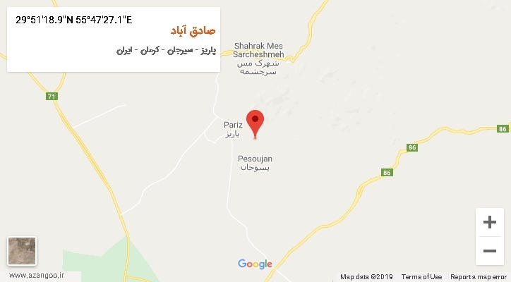 روستای صادق آباد بر روی نقشه