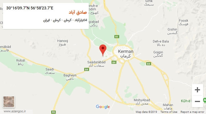 روستای صادق آباد بر روی نقشه
