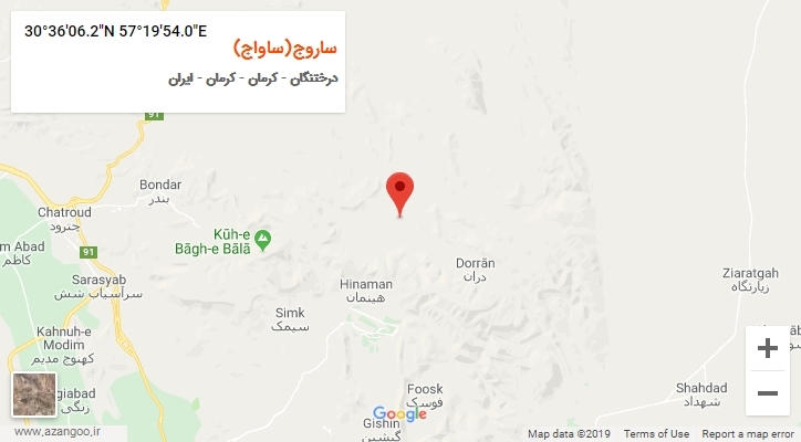 روستای ساروج(ساواج) بر روی نقشه