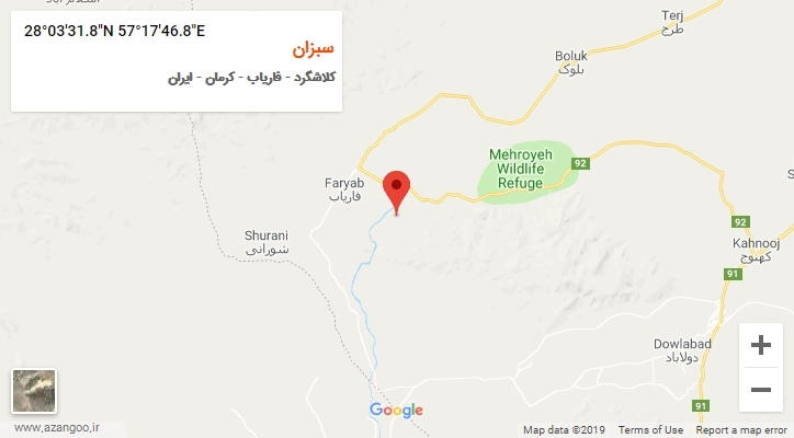 روستای سبزان بر روی نقشه