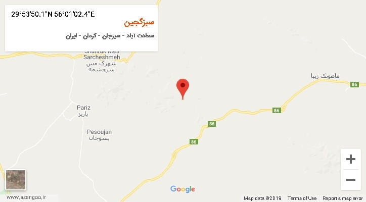 روستای سبزگجین بر روی نقشه