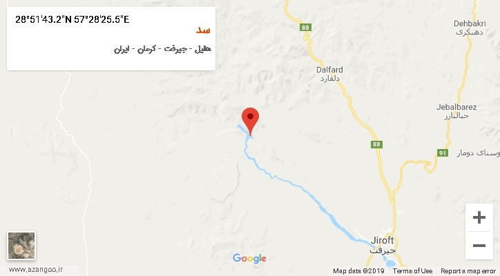 روستای سد بر روی نقشه