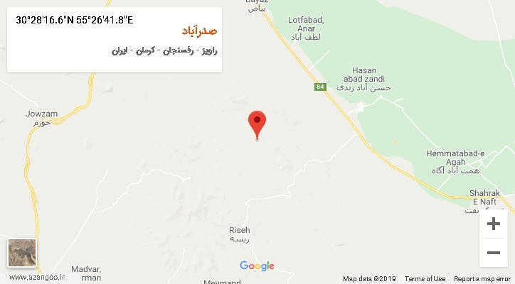 روستای صدرآباد بر روی نقشه