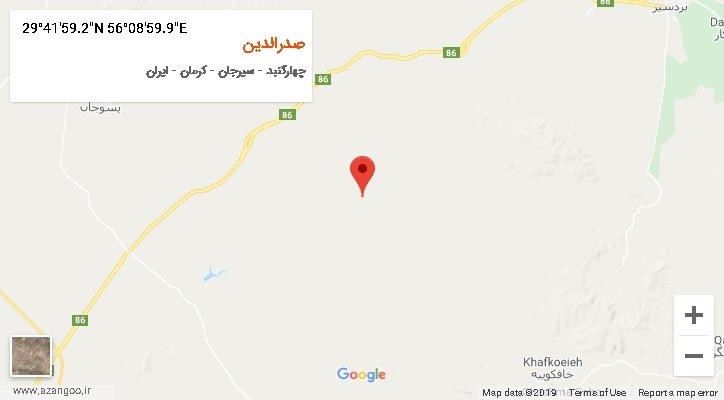 روستای صدرالدین بر روی نقشه
