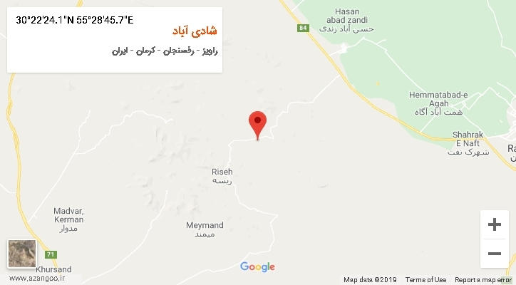 روستای شادی آباد بر روی نقشه