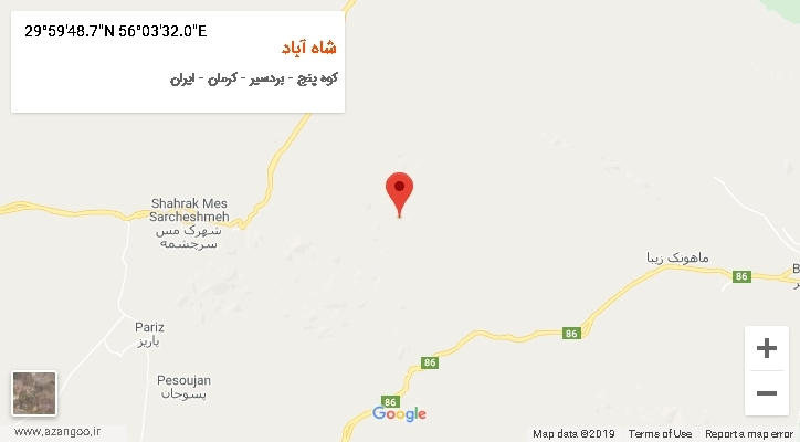 روستای شاه آباد بر روی نقشه