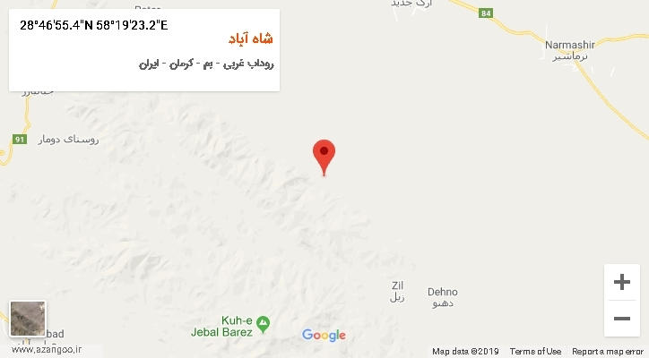 روستای شاه آباد بر روی نقشه