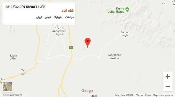 روستای شاه آباد بر روی نقشه