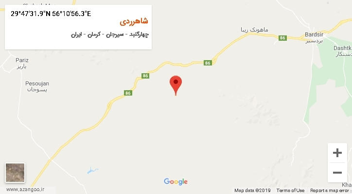 روستای شاهرردی بر روی نقشه