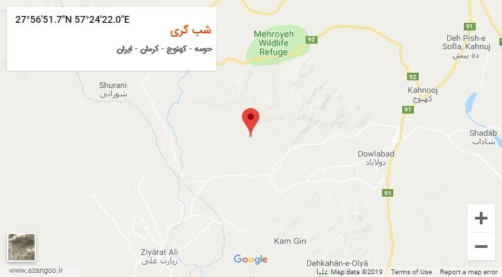روستای شب گری بر روی نقشه