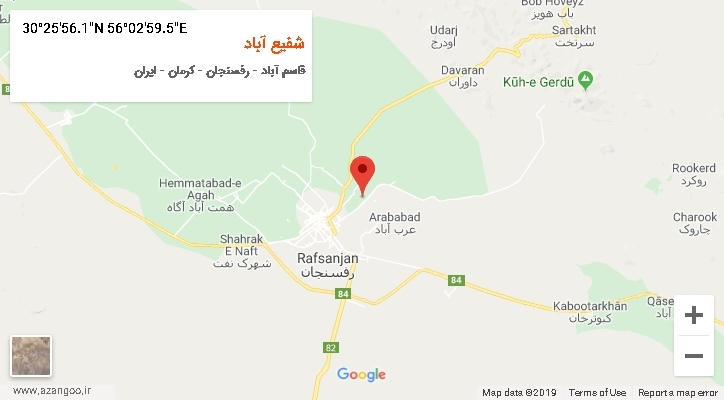 روستای شفیع آباد بر روی نقشه