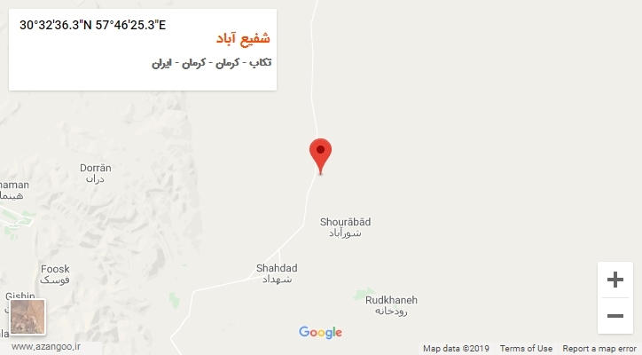 روستای شفیع آباد بر روی نقشه