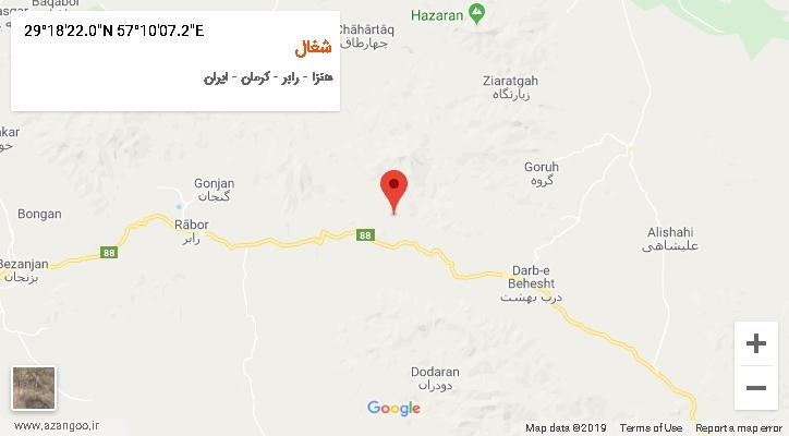 روستای شغال بر روی نقشه