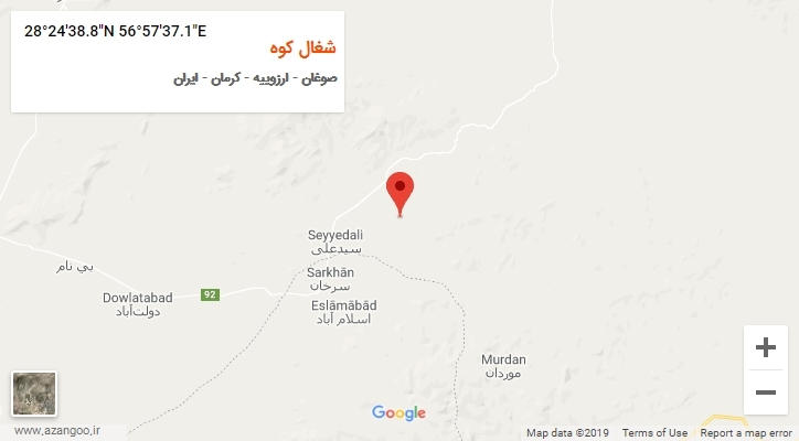روستای شغال کوه بر روی نقشه