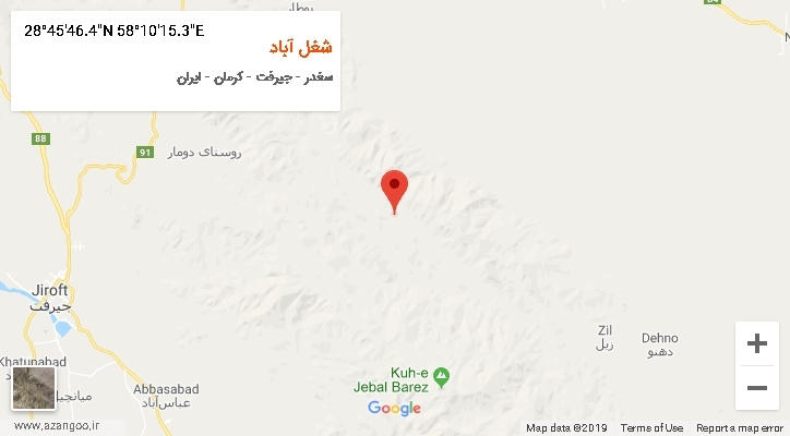 روستای شغل آباد بر روی نقشه