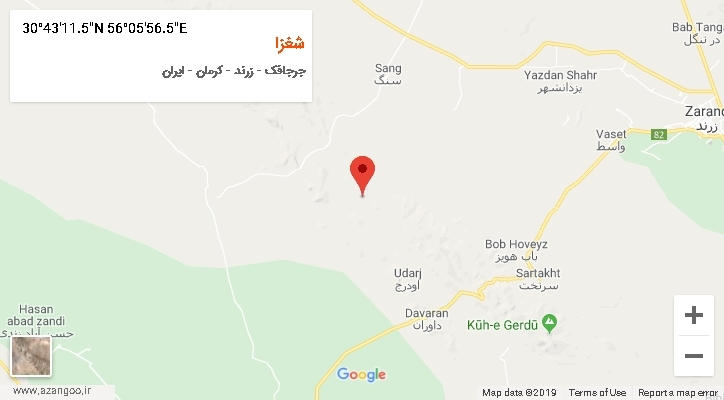 روستای شغزا بر روی نقشه