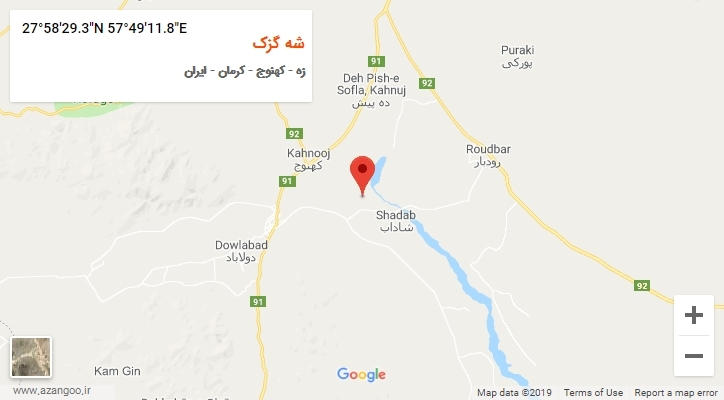 روستای شه گزک بر روی نقشه