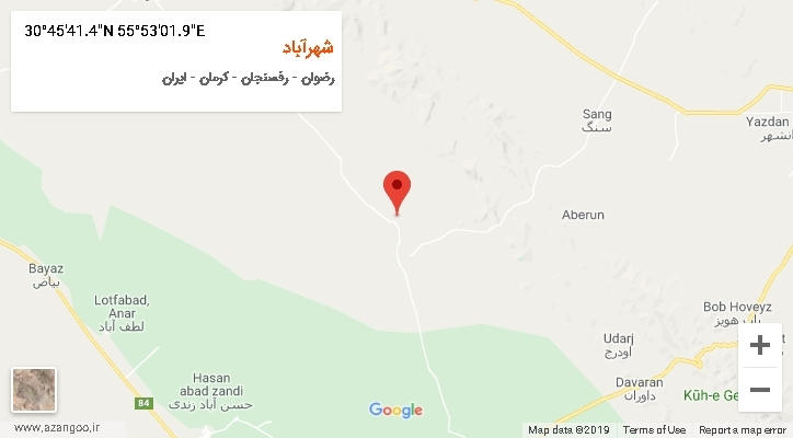 روستای شهرآباد بر روی نقشه