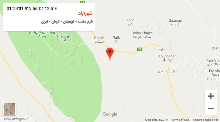 روستای شهرآباد بر روی نقشه