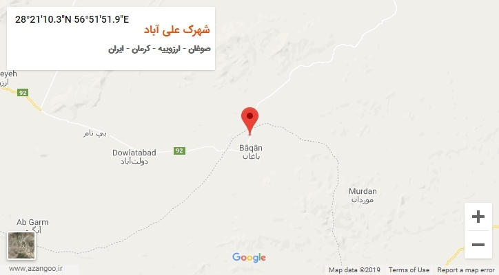 روستای شهرک علی آباد بر روی نقشه