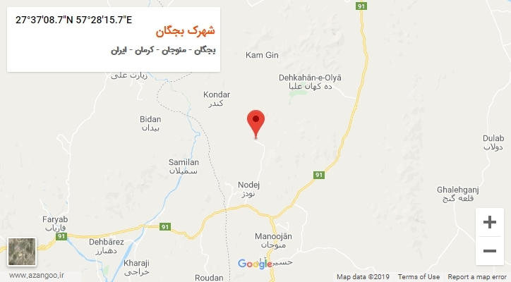 روستای شهرک بجگان بر روی نقشه