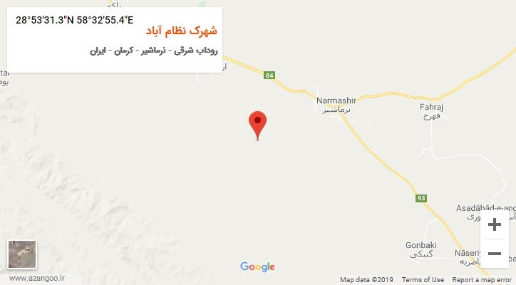 روستای شهرک نظام آباد بر روی نقشه
