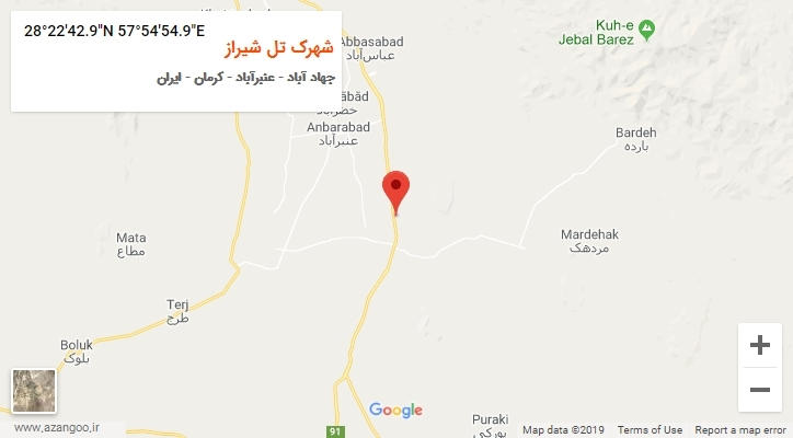 روستای شهرک تل شیراز بر روی نقشه