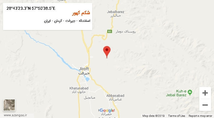 روستای شکم کهور بر روی نقشه