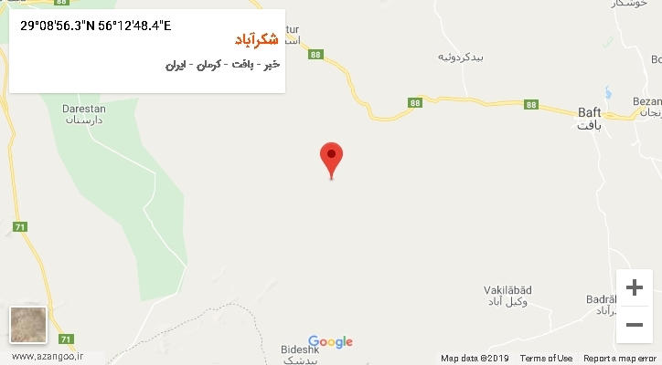 روستای شکرآباد بر روی نقشه