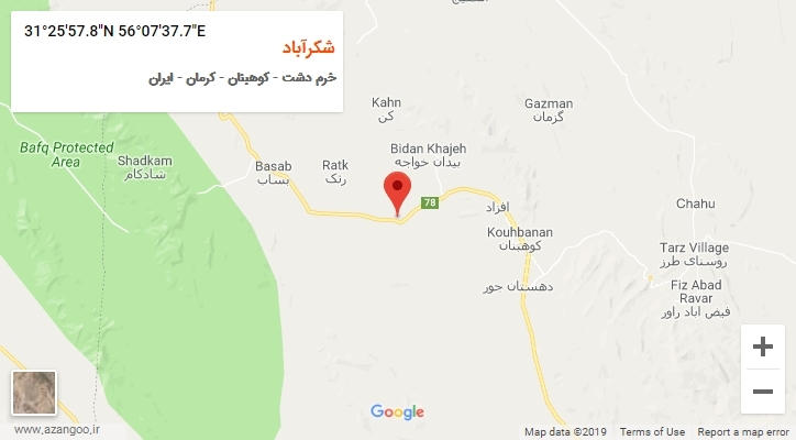 روستای شکرآباد بر روی نقشه