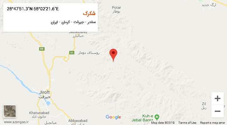 روستای شکرک بر روی نقشه