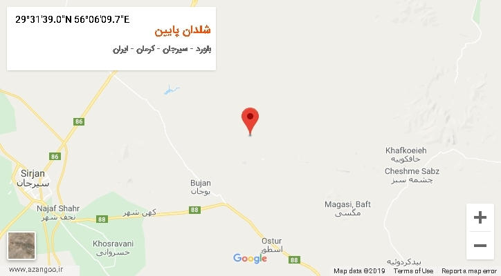 روستای شلدان پایین بر روی نقشه