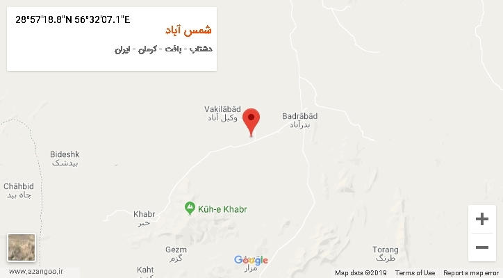 روستای شمس آباد بر روی نقشه
