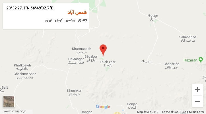 روستای شمس آباد بر روی نقشه