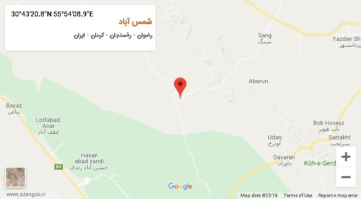 روستای شمس آباد بر روی نقشه