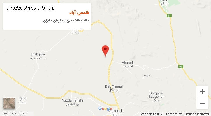 روستای شمس آباد بر روی نقشه