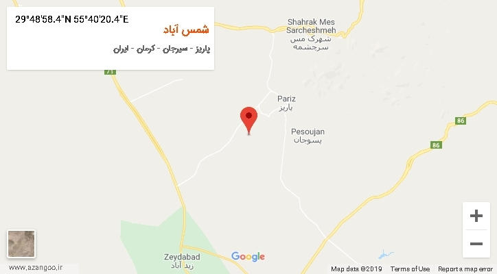 روستای شمس آباد بر روی نقشه
