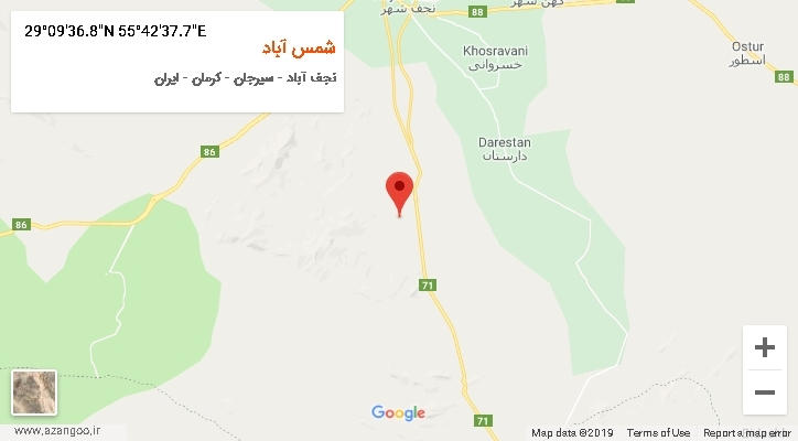 روستای شمس آباد بر روی نقشه