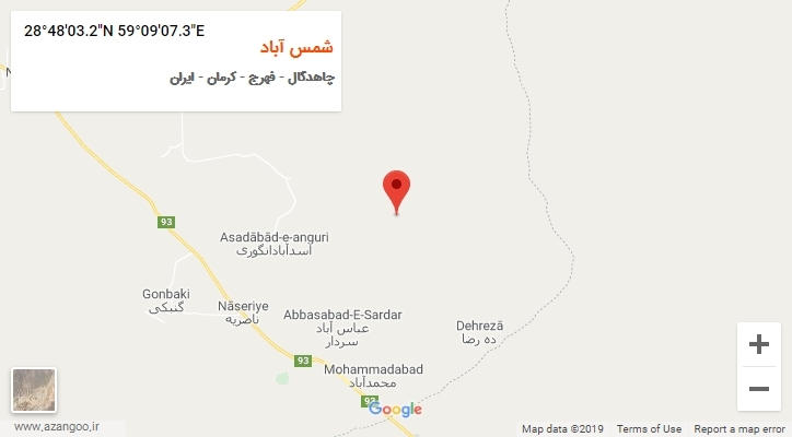 روستای شمس آباد بر روی نقشه