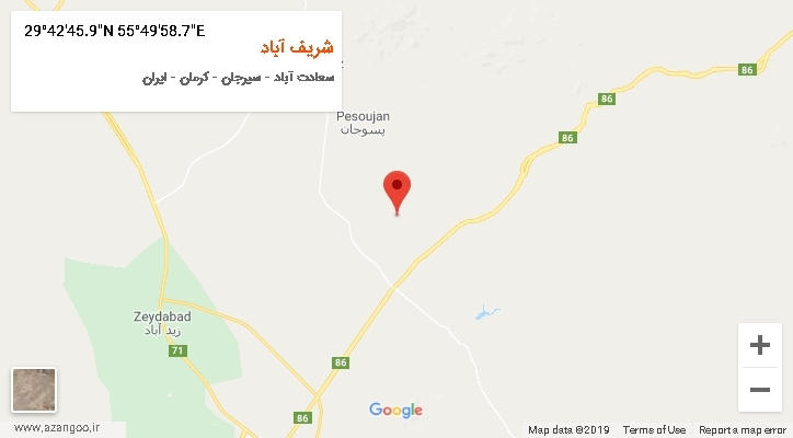روستای شریف آباد بر روی نقشه