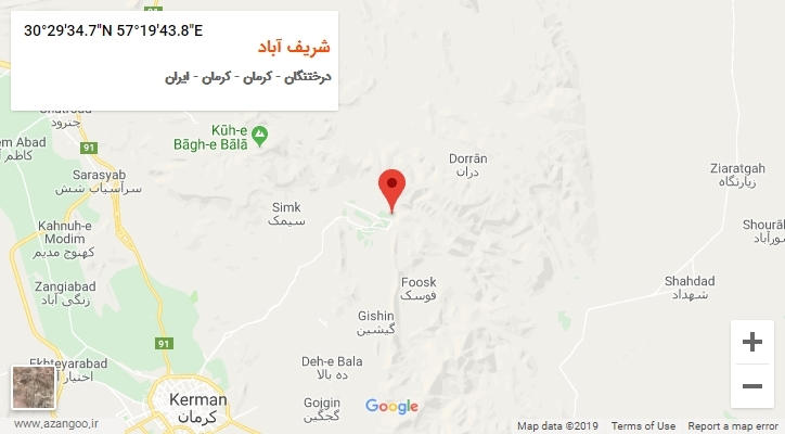 روستای شریف آباد بر روی نقشه