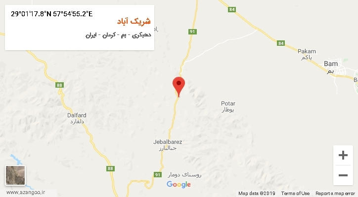 روستای شریک آباد بر روی نقشه