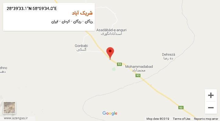 روستای شریک آباد بر روی نقشه