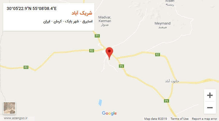 روستای شریک آباد بر روی نقشه