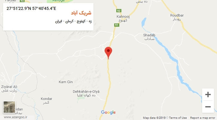 روستای شریک آباد بر روی نقشه