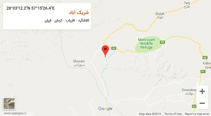روستای شریک آباد بر روی نقشه