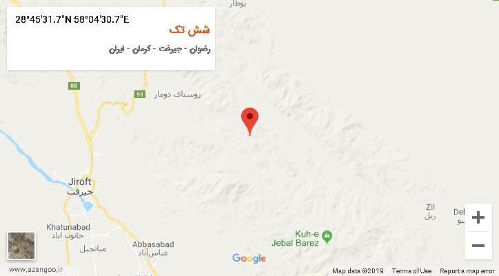 روستای شش تک بر روی نقشه