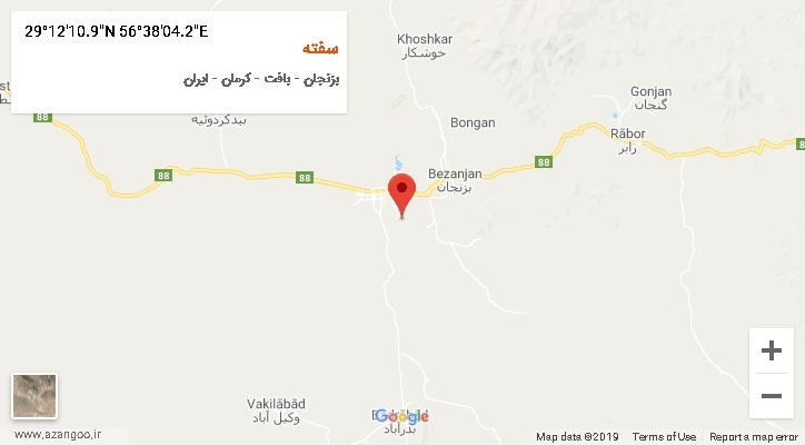 روستای سفته بر روی نقشه